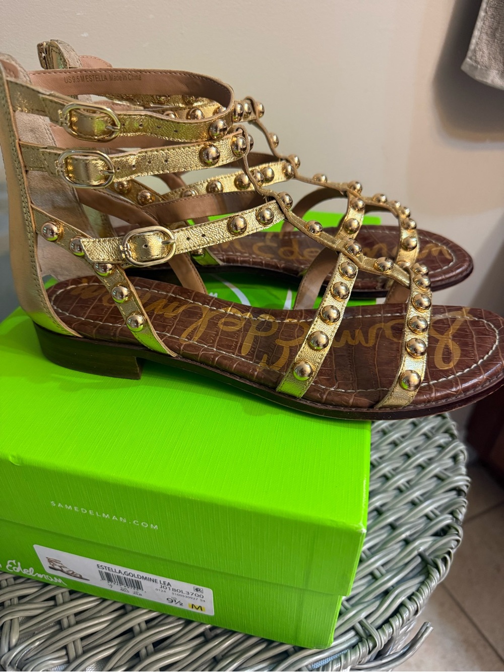 Sam Edelman Gold Studded Gladiator Sandals - Picture 3 of 6